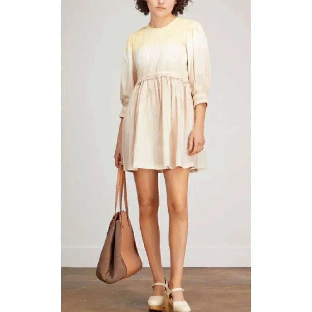 APIECE APART Aldea Smocked Mini Dress in Soft Dip Dye NWT Organic Cotton Size XS